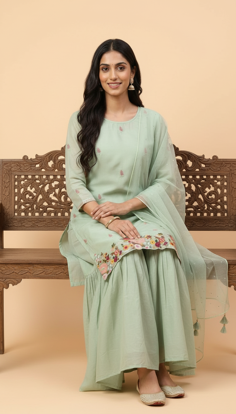 Pure Cotton Silk Fabric Stitched Sharara Suit 5417 / SD0049 view 5
