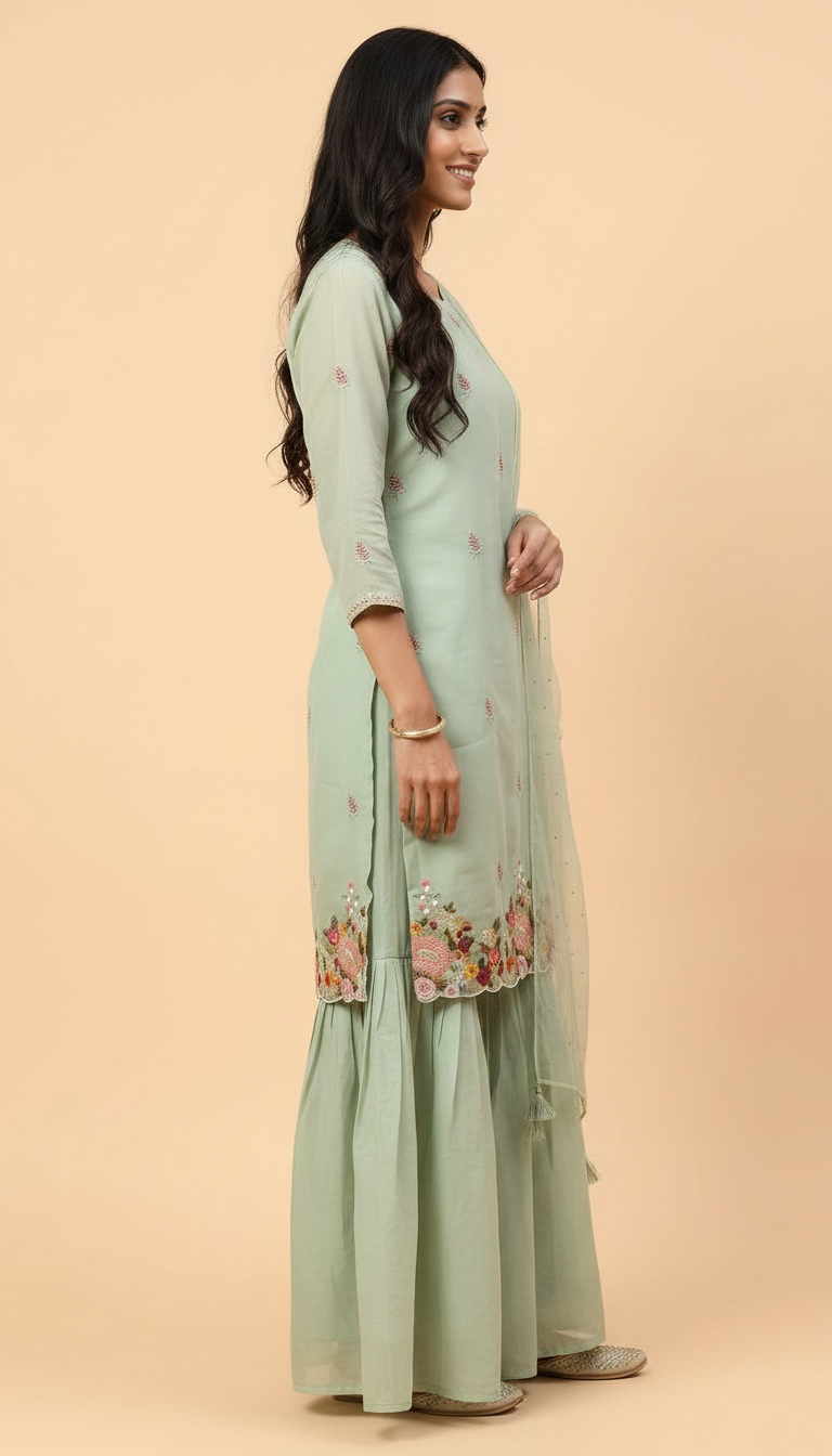 Pure Cotton Silk Fabric Stitched Sharara Suit 5417 / SD0049 view 3