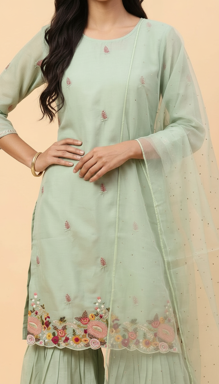 Pure Cotton Silk Fabric Stitched Sharara Suit 5417 / SD0049 view 4