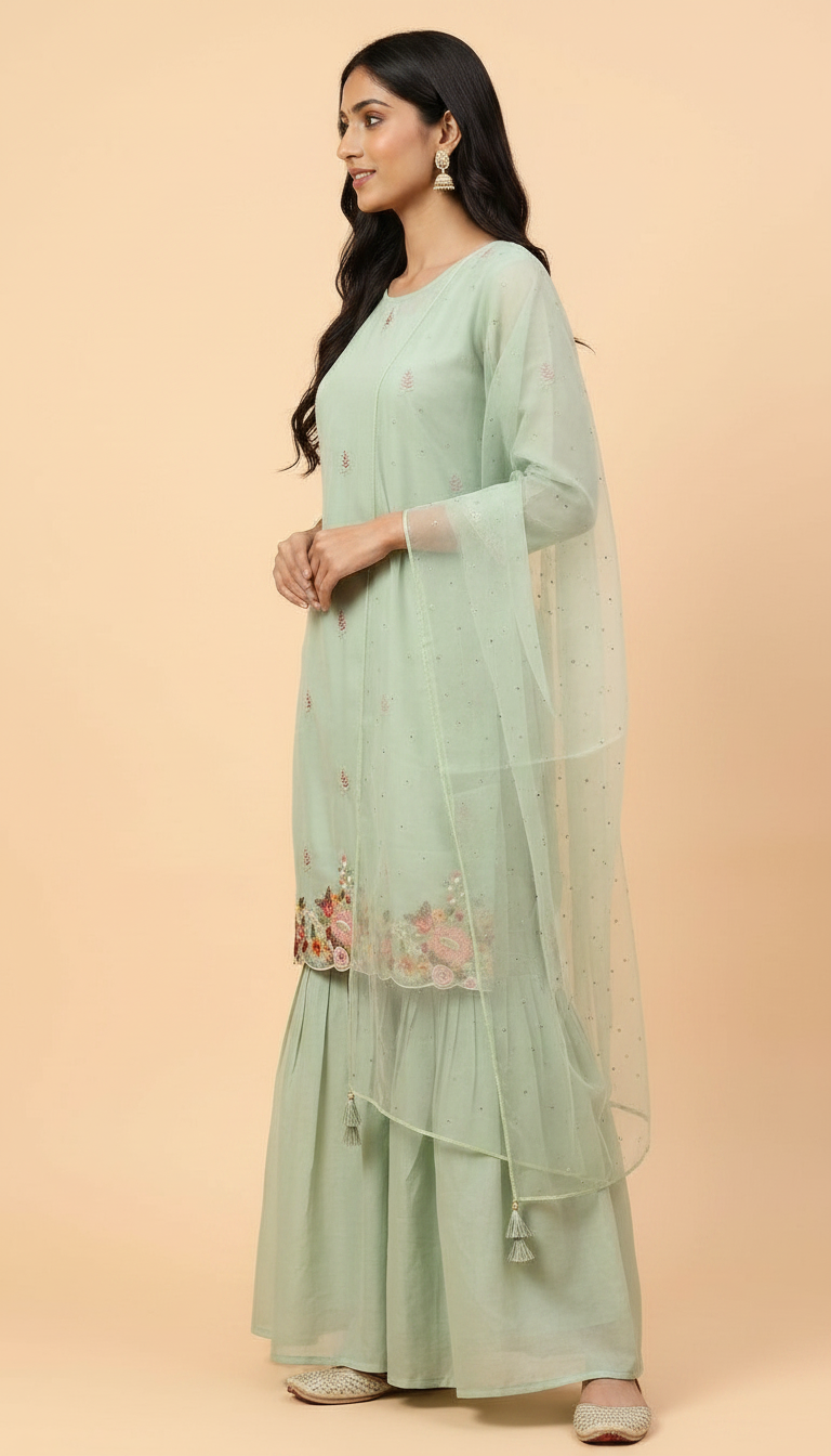 Pure Cotton Silk Fabric Stitched Sharara Suit 5417 / SD0049 view 2
