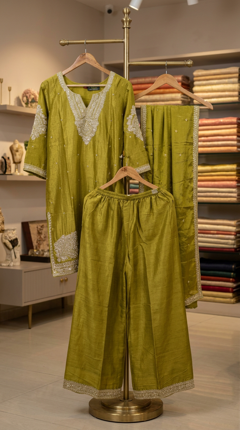 Embroidered Golden Work Chinon Stitched Suit Dhaani XL / HC002068 view 6