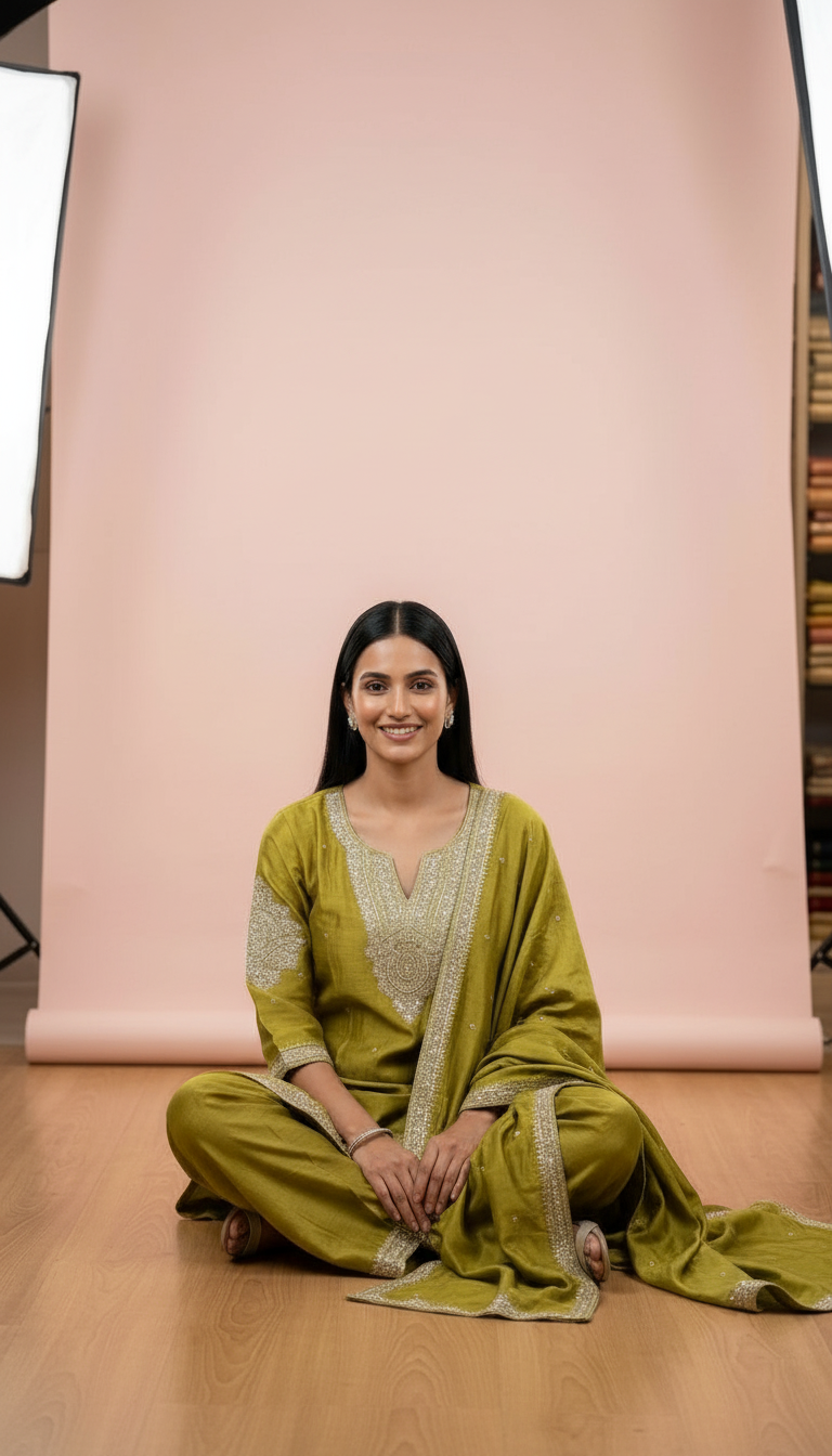 Embroidered Golden Work Chinon Stitched Suit Dhaani XL / HC002068 view 5