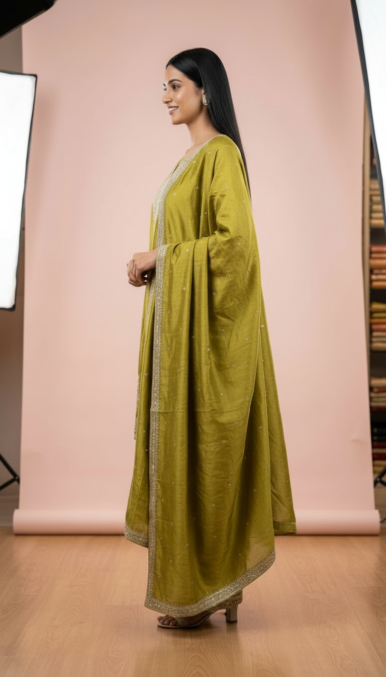 Embroidered Golden Work Chinon Stitched Suit Dhaani XL / HC002068 view 2