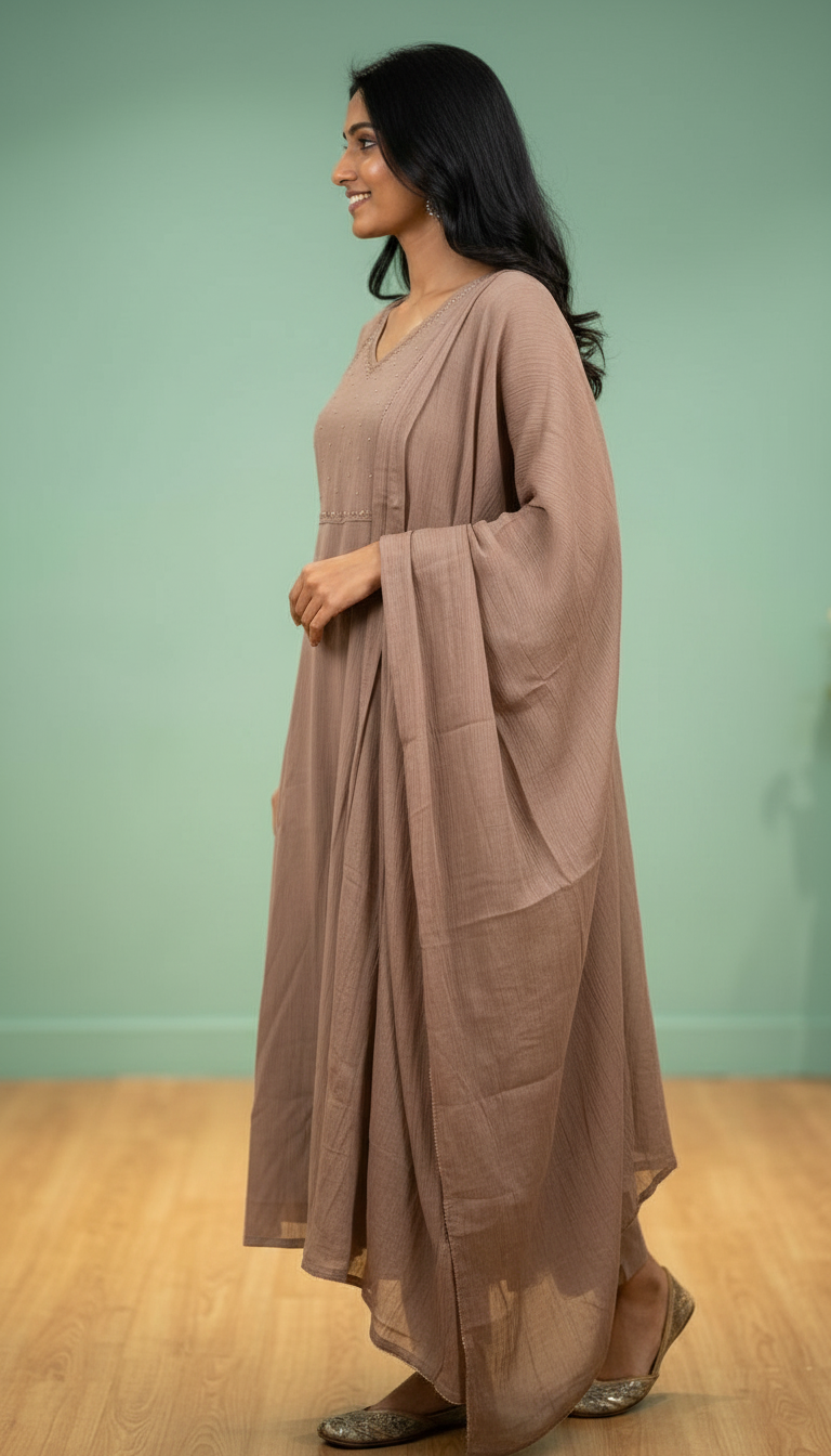 Elegant Silk Stitched Frock Suit - A2908 - B / HC002395 view 2