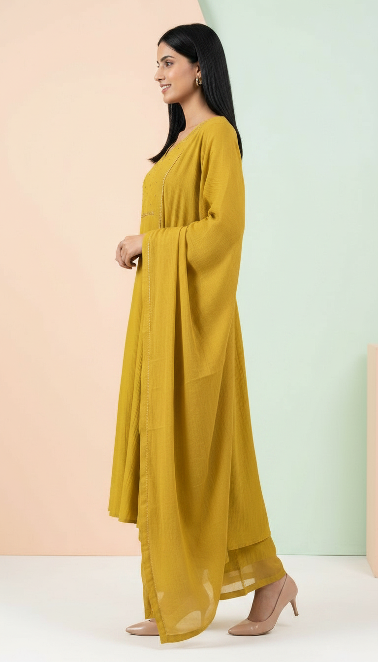 Elegant Silk Stitched Frock Suit - A2908 - / HC002378 view 2
