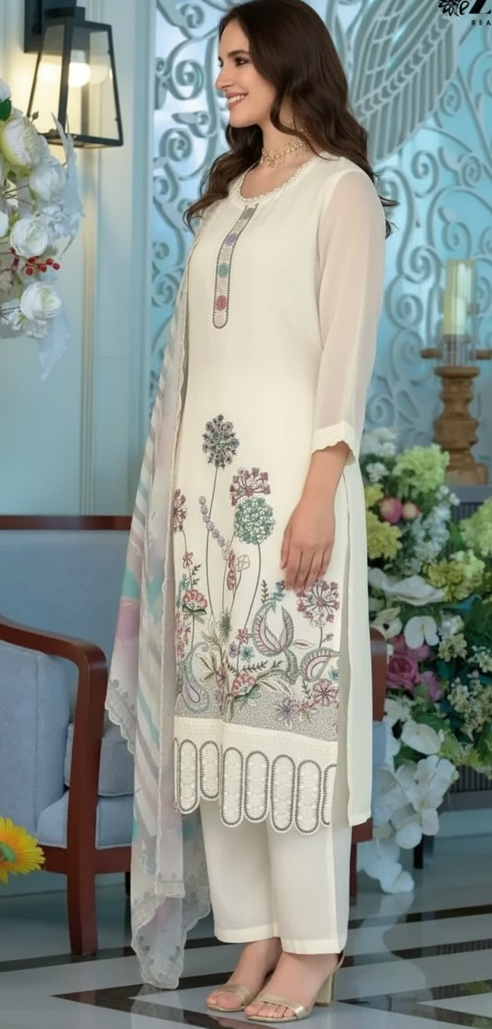 Embroidered Organza Salwar Stitched Suit - 1893 / HC001976 view 2