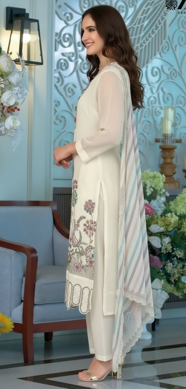 Embroidered Organza Salwar Stitched Suit - 1893 / HC001976 view 3