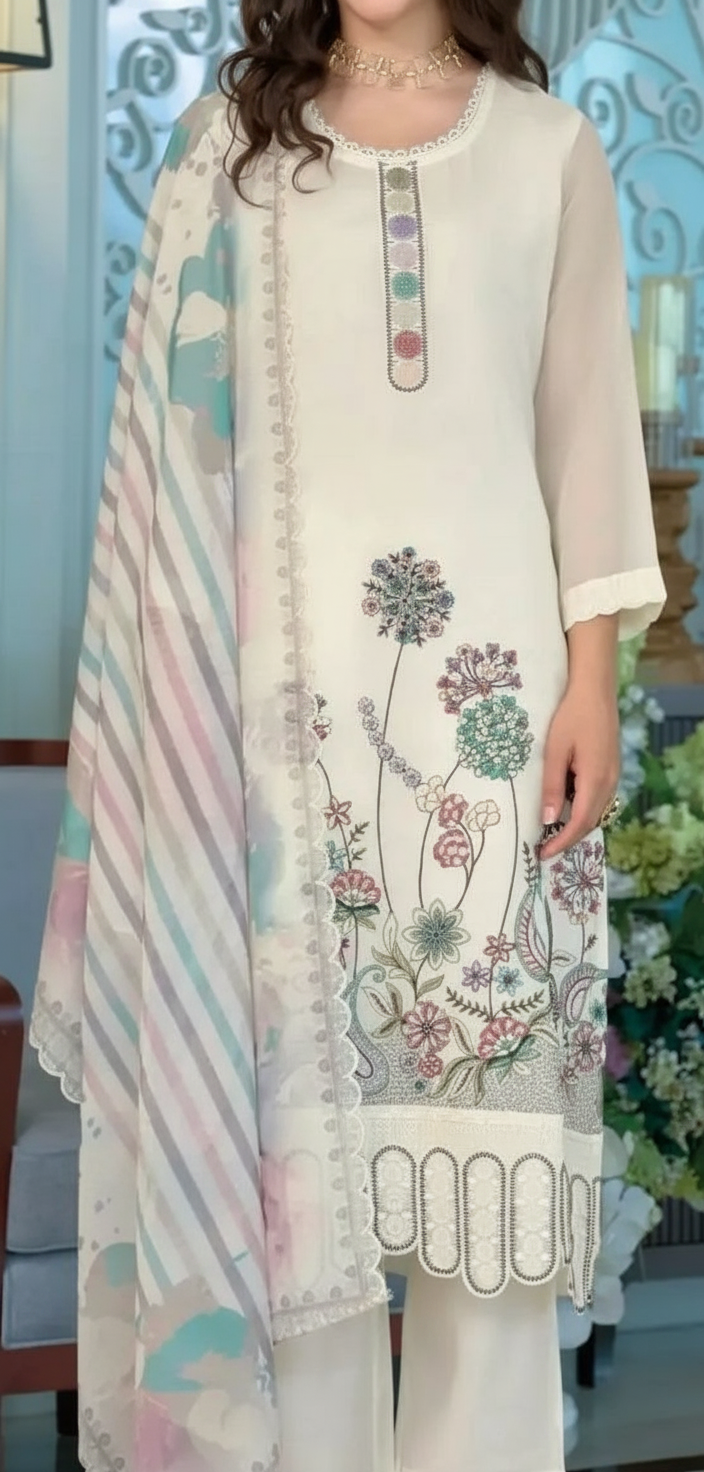 Embroidered Organza Salwar Stitched Suit - 1893 / HC001976 view 4