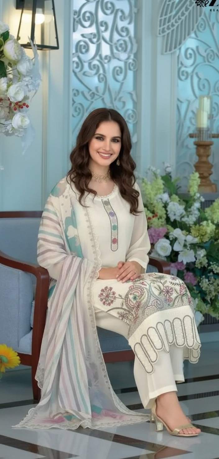 Embroidered Organza Salwar Stitched Suit - 1893 / HC001976 view 5