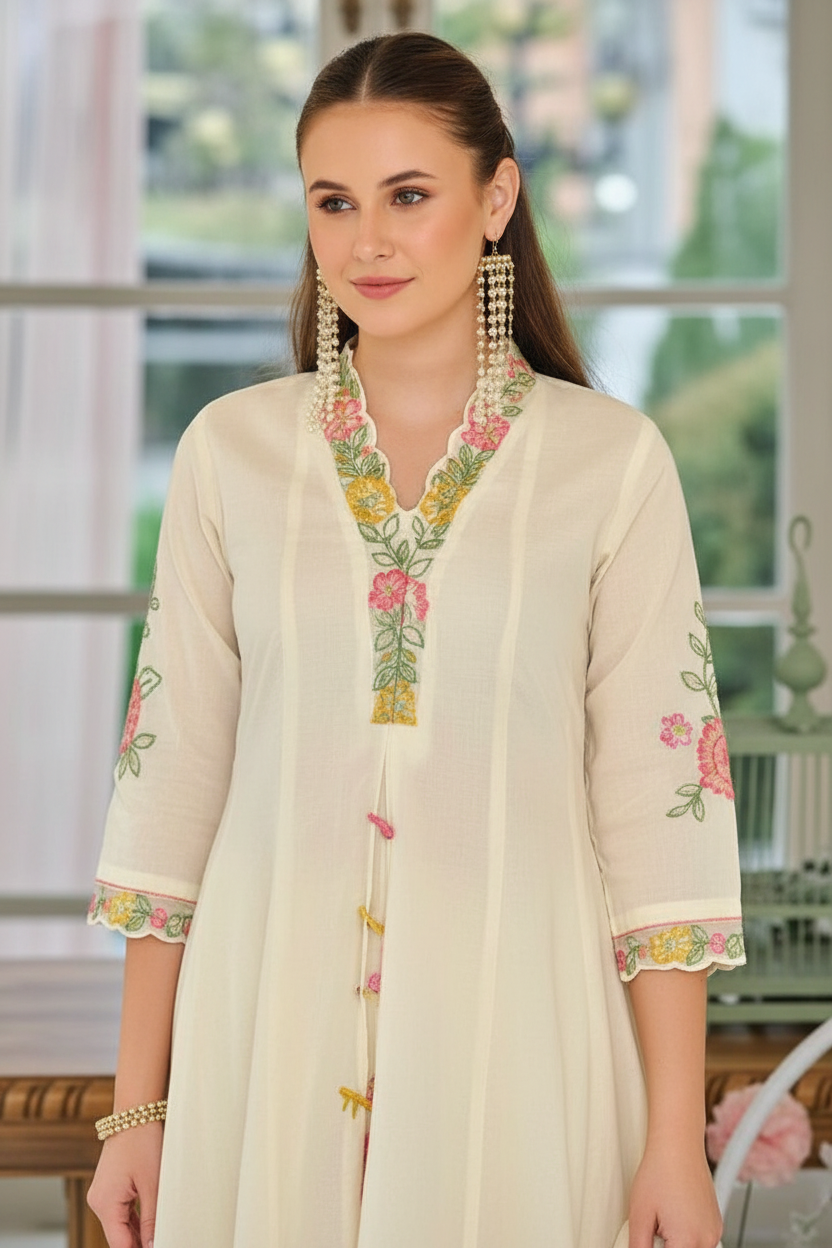 Fashion Satrangi Chanderi Readymade Suit - 45801 / HC001986 view 4