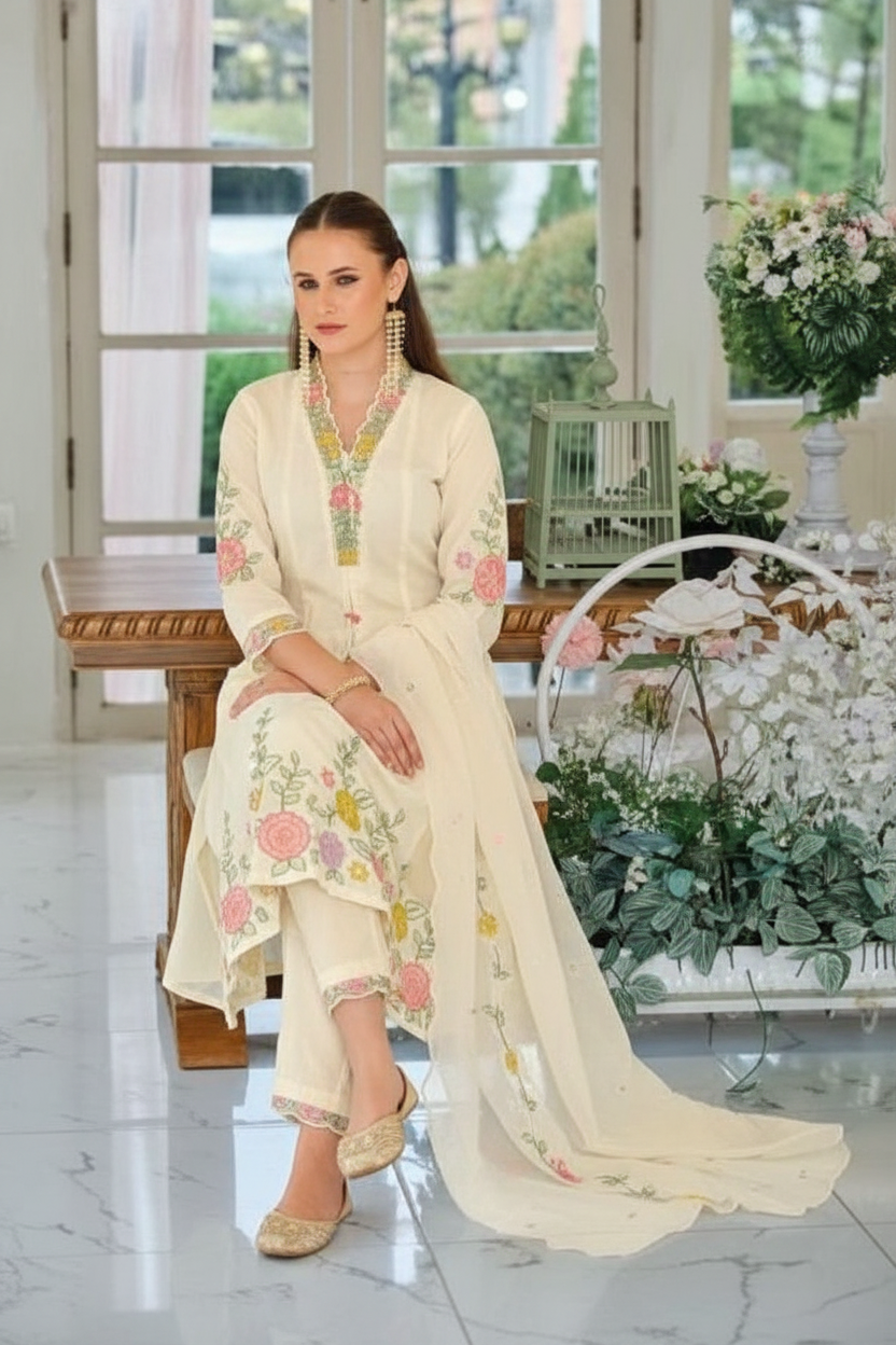 Fashion Satrangi Chanderi Readymade Suit - 45801 / HC001986 view 5