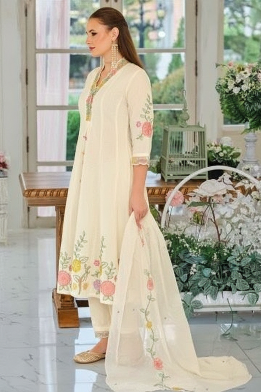 Fashion Satrangi Chanderi Readymade Suit - 45801 / HC001986 view 2