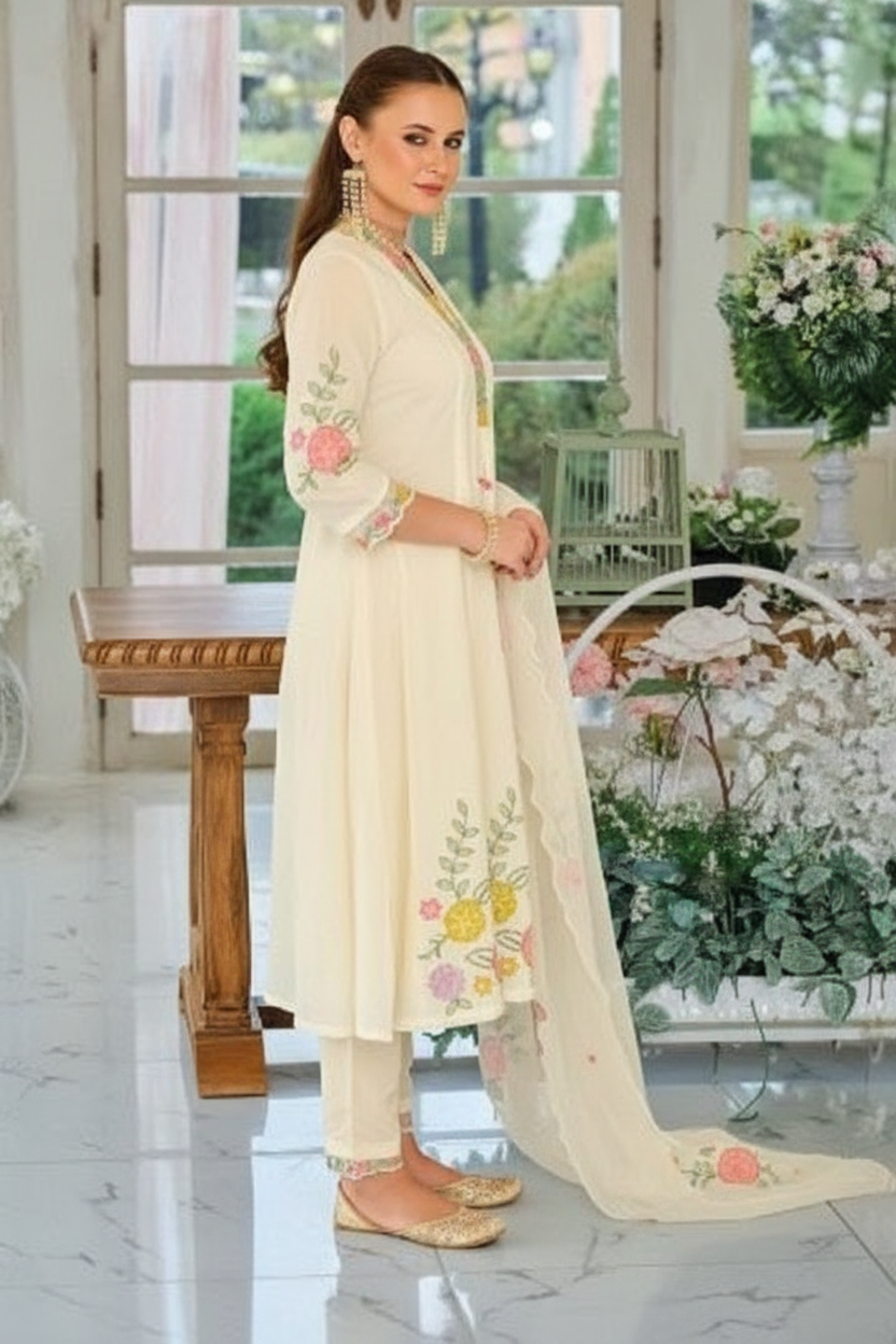 Fashion Satrangi Chanderi Readymade Suit - 45801 / HC001986 view 3
