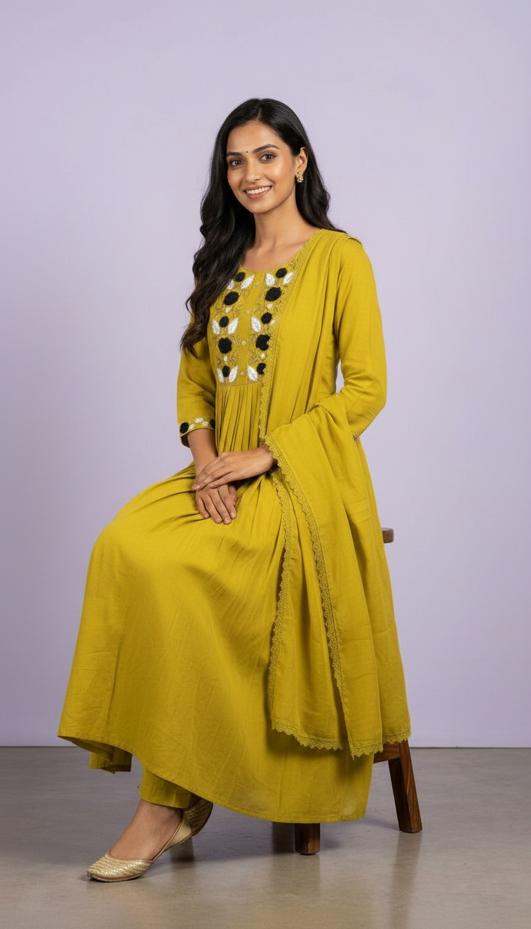 Embroidered Viscose Silk Stitched Frock Suit - Dhaani  / HC002022 view 5