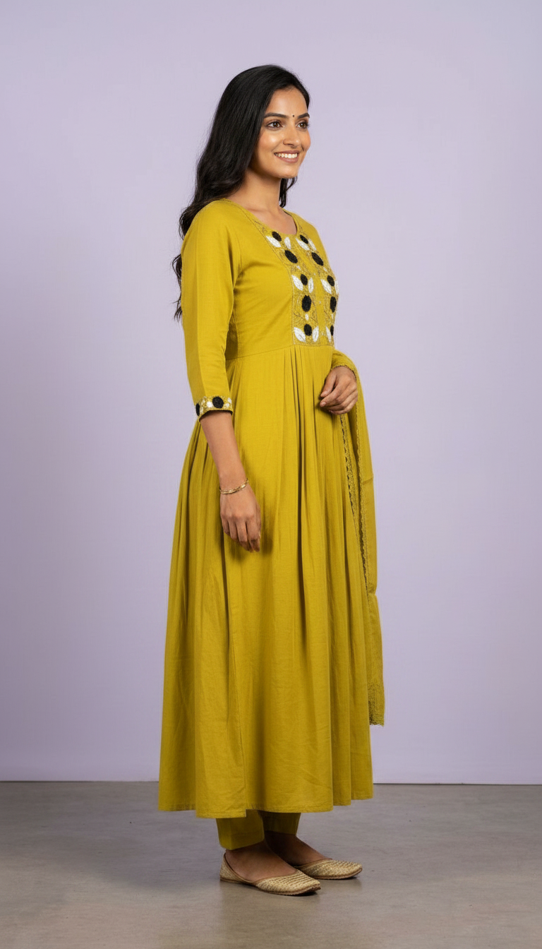 Embroidered Viscose Silk Stitched Frock Suit - Dhaani  / HC002022 view 3