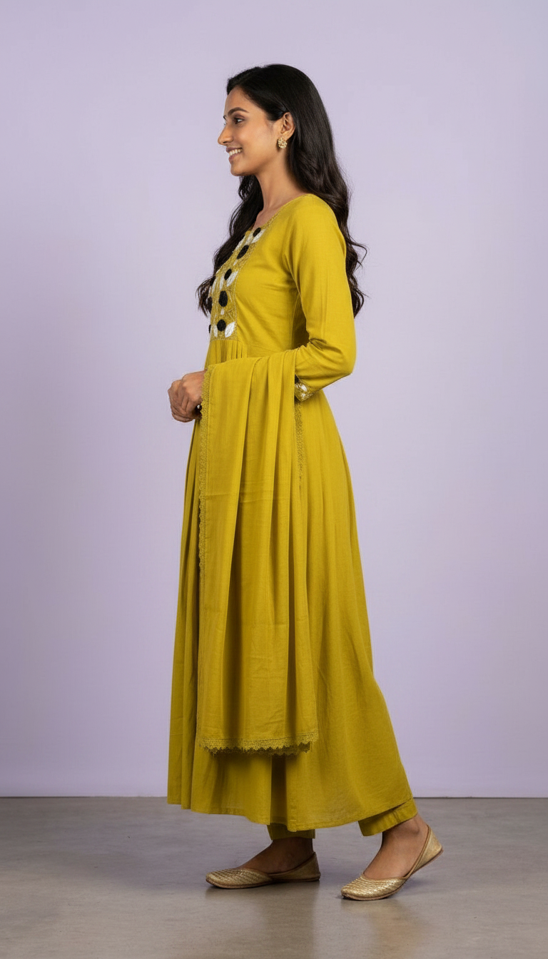 Embroidered Viscose Silk Stitched Frock Suit - Dhaani  / HC002022 view 2