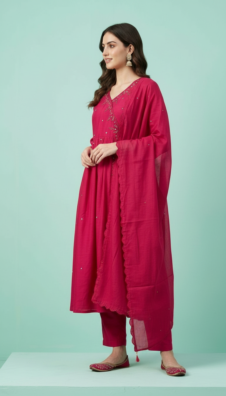 Embroidered Anarkali Viscose Stitched Suit - Rani / HC002033 view 2