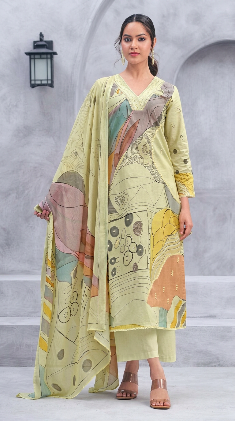 Raha Popular Design Cotton Lawn Unstitched Suit - 450