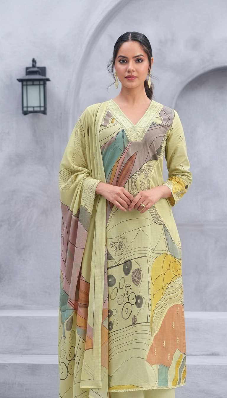 Raha Popular Design Cotton Lawn Unstitched Suit - 450 view 6