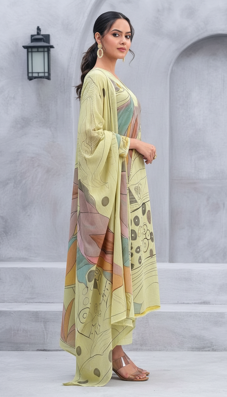 Raha Popular Design Cotton Lawn Unstitched Suit - 450 view 5