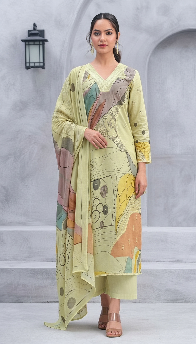 Raha Popular Design Cotton Lawn Unstitched Suit - 450 view 4