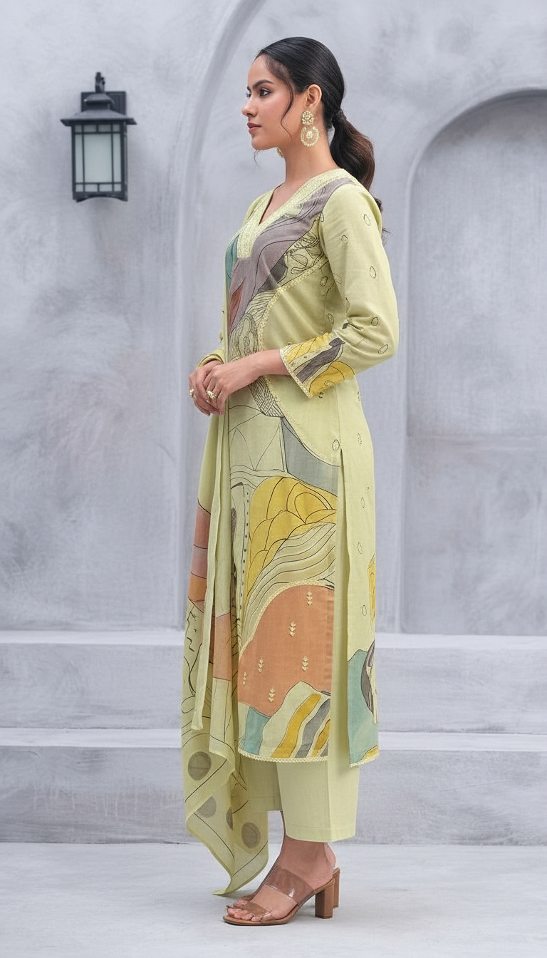 Raha Popular Design Cotton Lawn Unstitched Suit - 450 view 3
