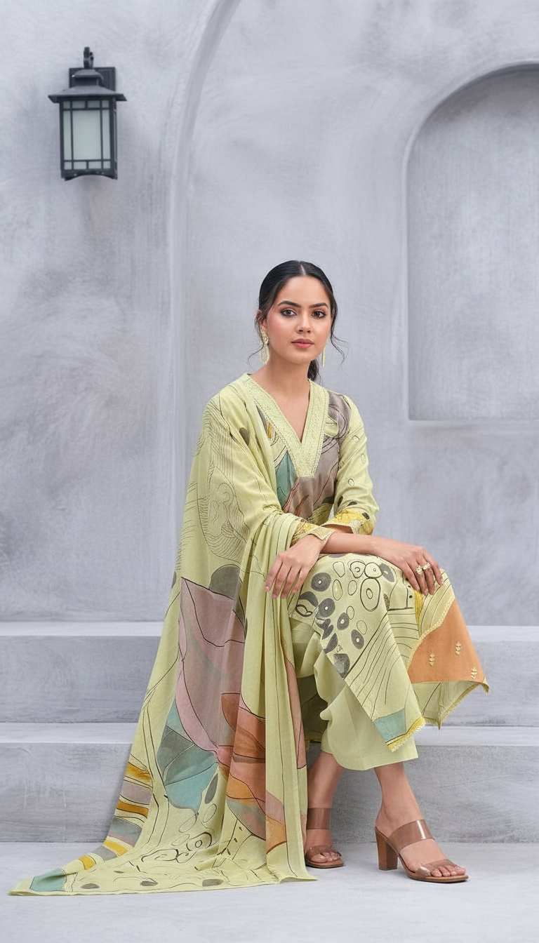 Raha Popular Design Cotton Lawn Unstitched Suit - 450 view 7