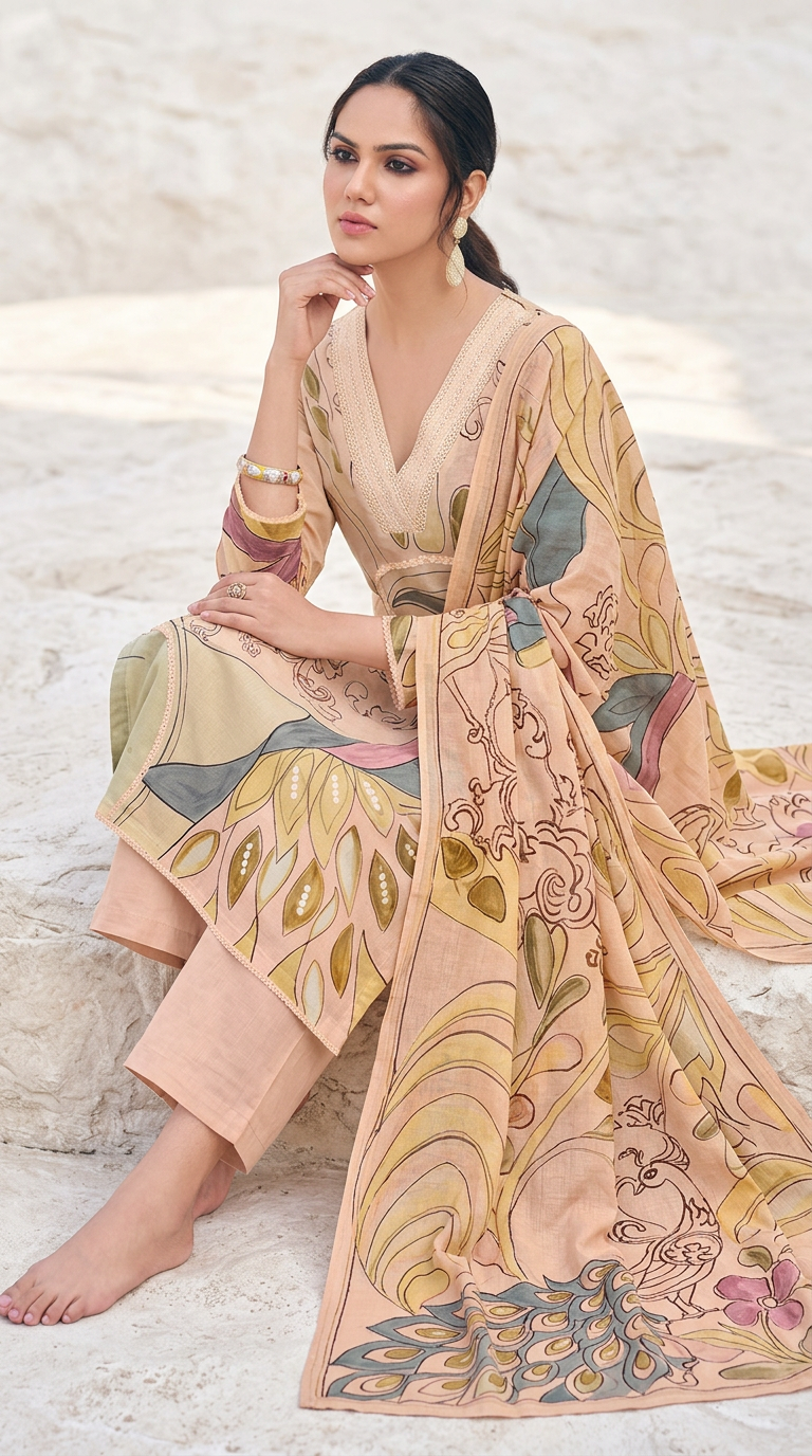 Popular Design Cotton Lawn Unstitched Suit - 480  / HC001638 view 3