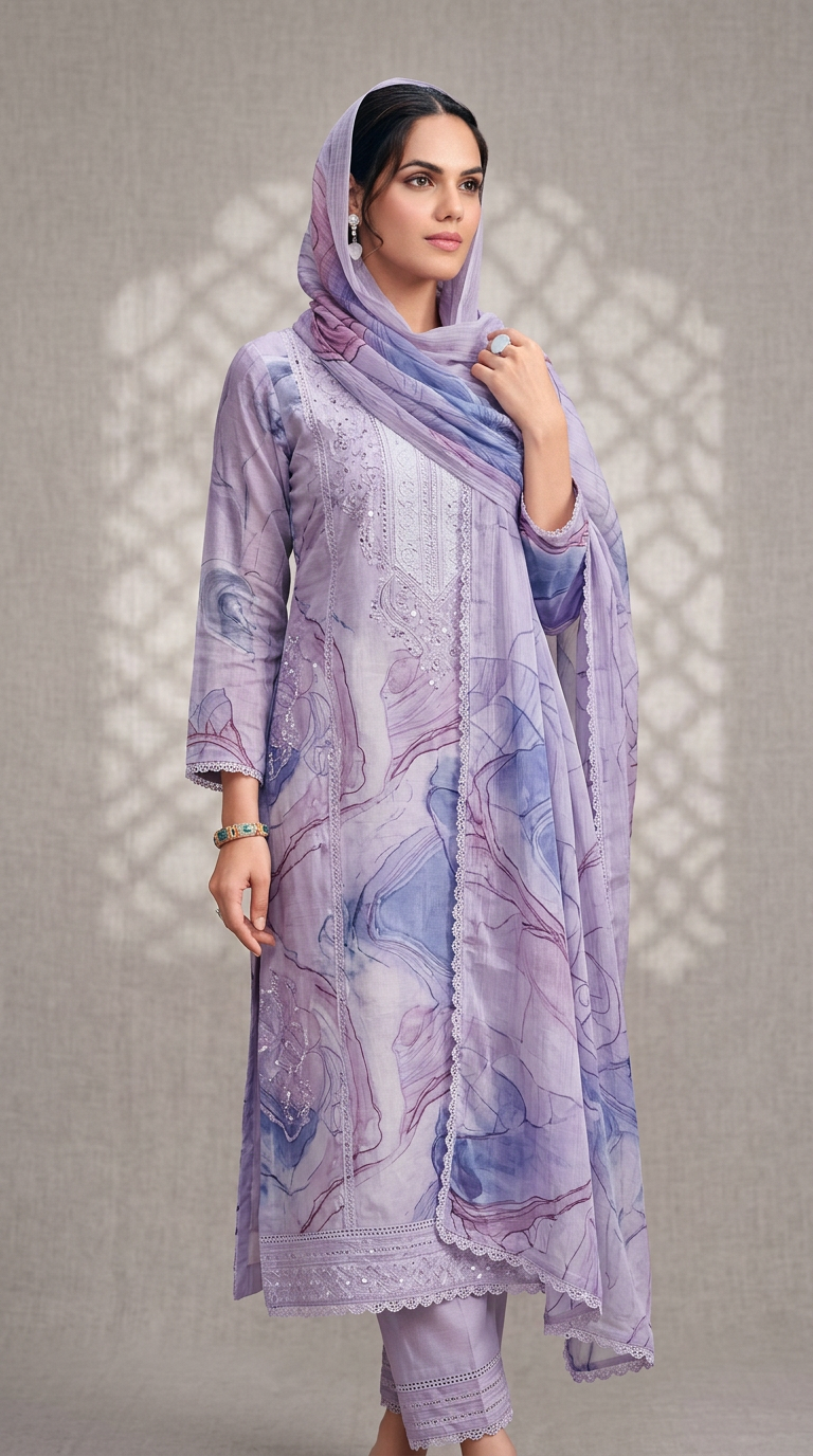 Raha Popular Design Cotton Lawn Dress Material Unstitched Suit - 462 / HC001638 view 2