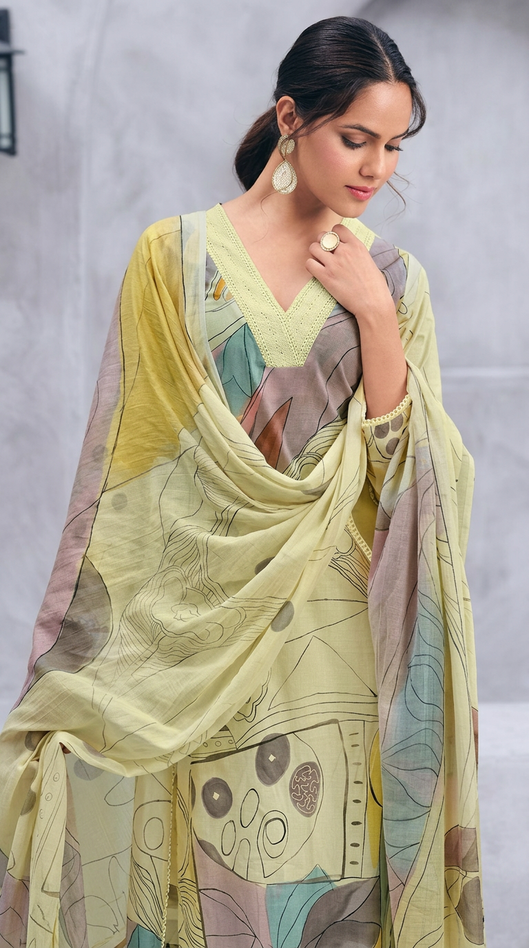 Raha Popular Design Cotton Lawn Unstitched Suit - 450 view 2