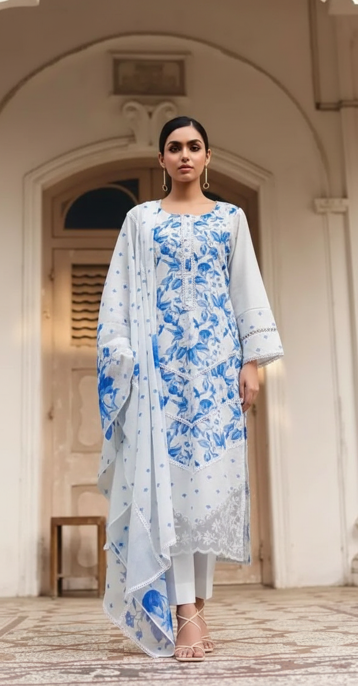 SITAAREE PURE COTTON LAWN WITH REFINED DIGITAL PRINTS UNSTITCHED SALWAR SUITS 2348 / HC002471 view 3