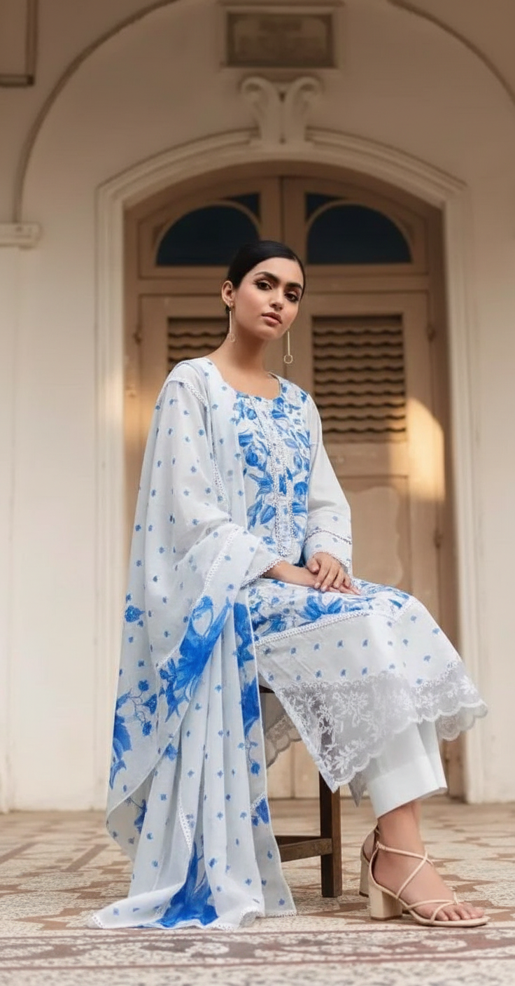 SITAAREE PURE COTTON LAWN WITH REFINED DIGITAL PRINTS UNSTITCHED SALWAR SUITS 2348 / HC002471 view 6