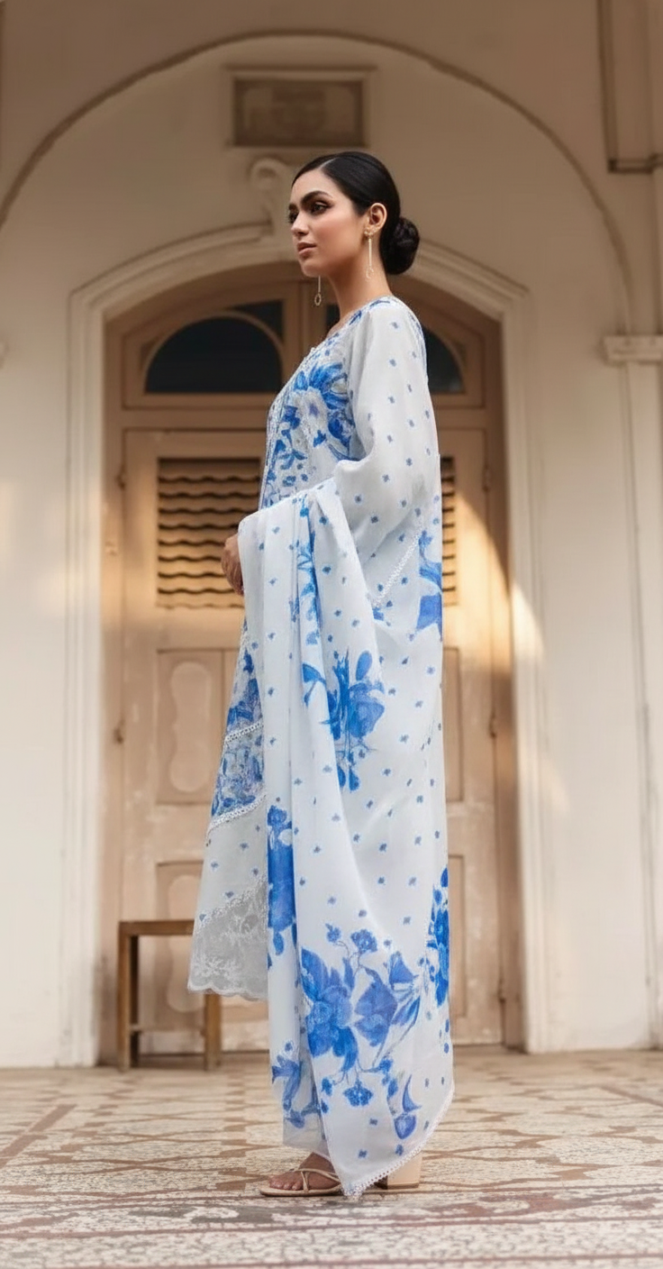 SITAAREE PURE COTTON LAWN WITH REFINED DIGITAL PRINTS UNSTITCHED SALWAR SUITS 2348 / HC002471 view 5