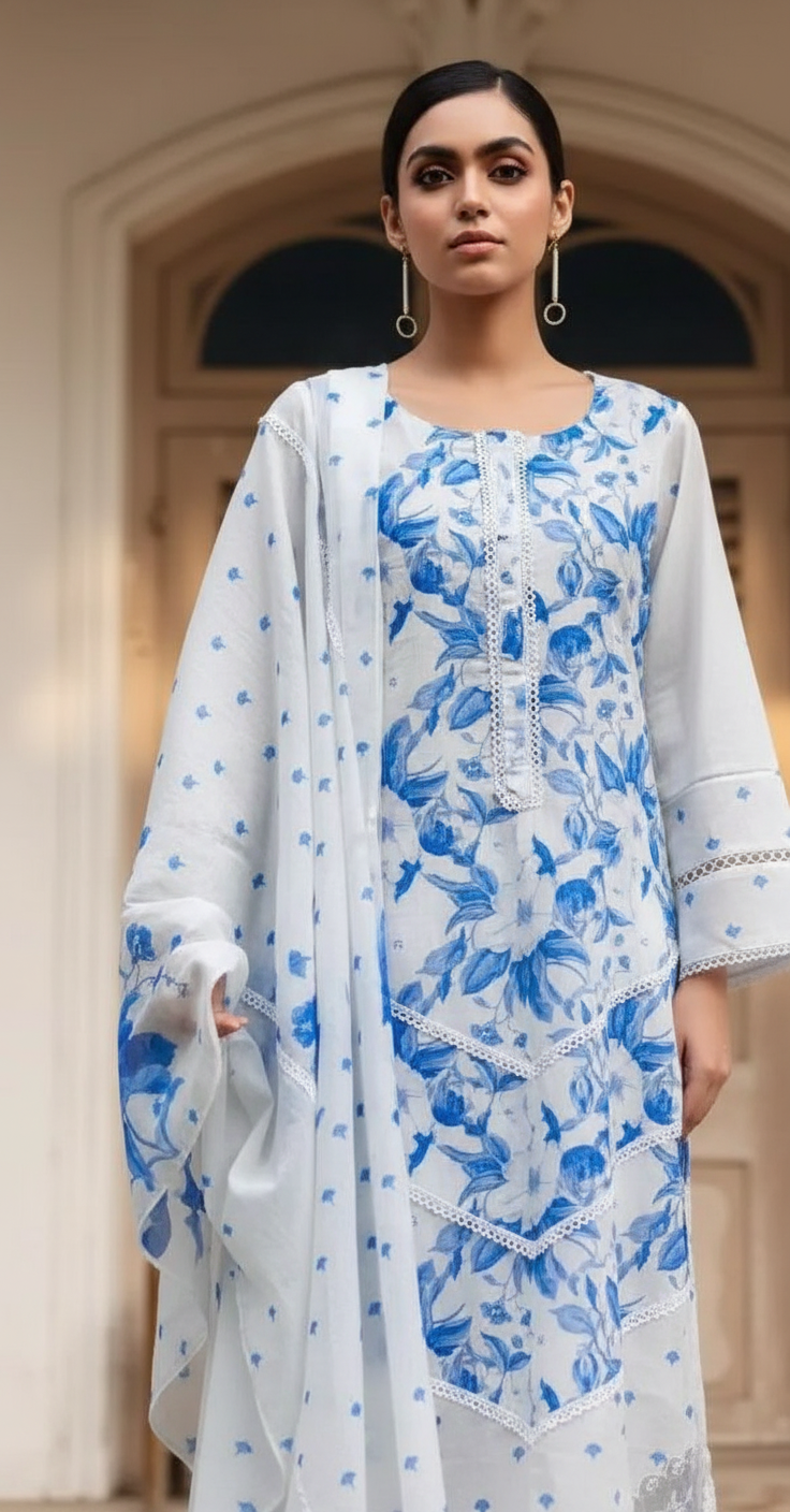SITAAREE PURE COTTON LAWN WITH REFINED DIGITAL PRINTS UNSTITCHED SALWAR SUITS 2348 / HC002471 view 2