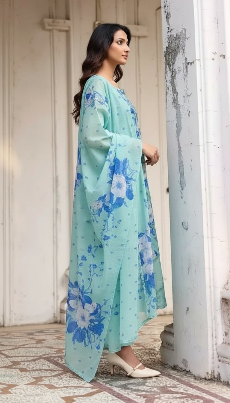 SITAAREE PURE COTTON LAWN WITH REFINED DIGITAL PRINTS UNSTITCHED SALWAR SUITS 2350 / HC002471 view 3