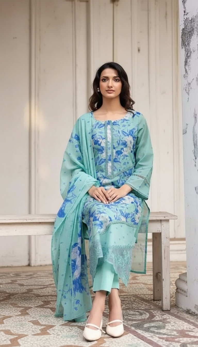 SITAAREE PURE COTTON LAWN WITH REFINED DIGITAL PRINTS UNSTITCHED SALWAR SUITS 2350 / HC002471 view 5