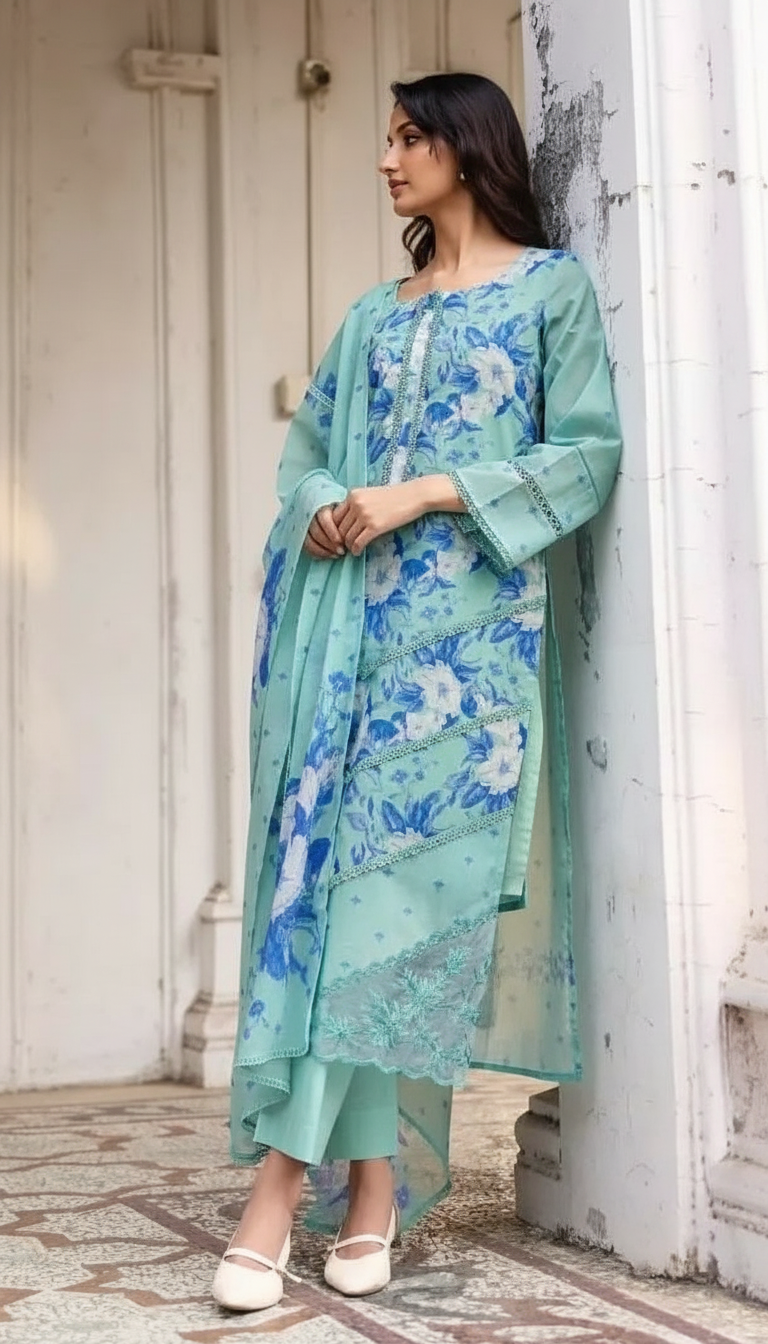 SITAAREE PURE COTTON LAWN WITH REFINED DIGITAL PRINTS UNSTITCHED SALWAR SUITS 2350 / HC002471 view 2
