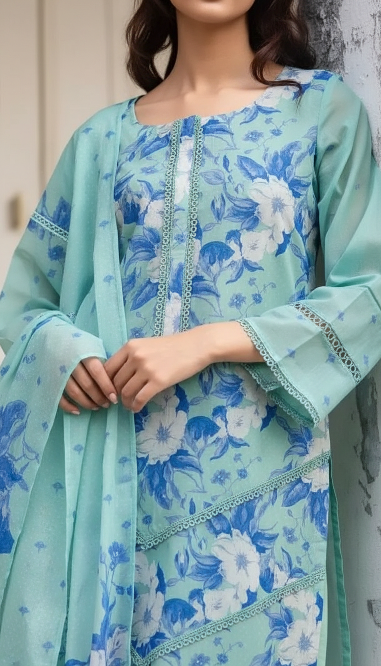 SITAAREE PURE COTTON LAWN WITH REFINED DIGITAL PRINTS UNSTITCHED SALWAR SUITS 2350 / HC002471 view 4