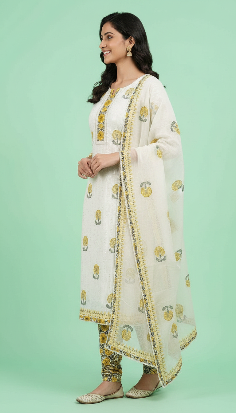 Pure Cotton Printed Unstitched Suit Yellow B / HC001673 view 2