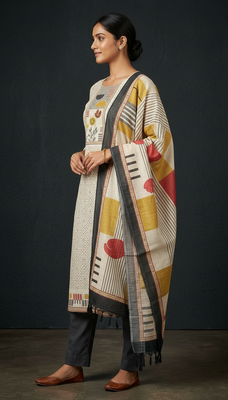 Ethnic Printed Unstitched Suit 4801- A / HC002250 view 2