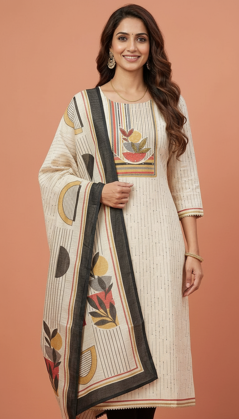 Ethnic Printed Unstitched Suit 4801- C / HC002250 view 4