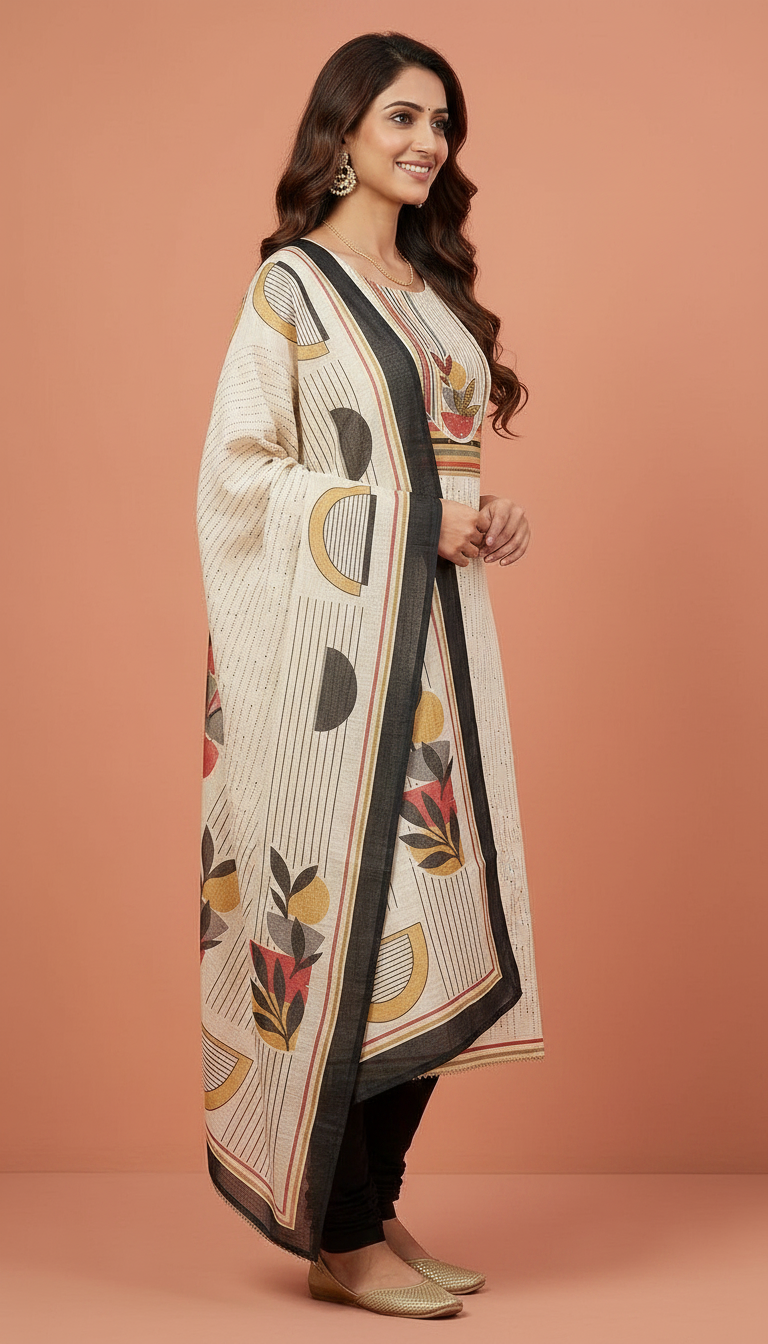Ethnic Printed Unstitched Suit 4801- C / HC002250 view 3