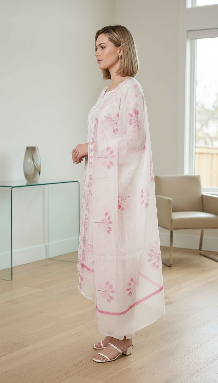 Embroidered Cotton Silk Jacquard Unstitched Suit - HC001672 view 2