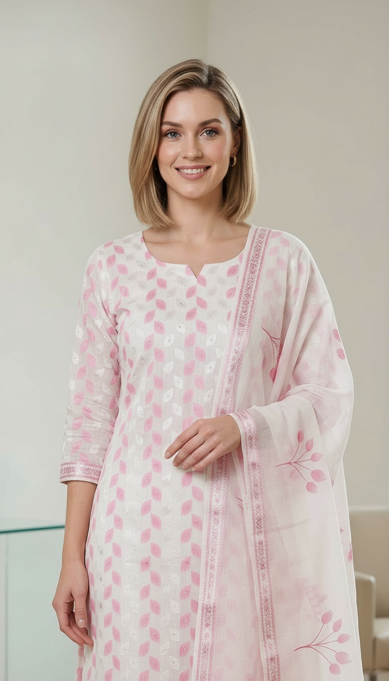Embroidered Cotton Silk Jacquard Unstitched Suit - HC001672 view 4