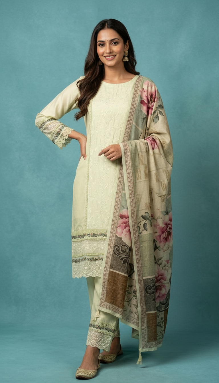 Elegant Black Embroidered Cotton  Unstitched Suit - Pista  / HC002412 view 6