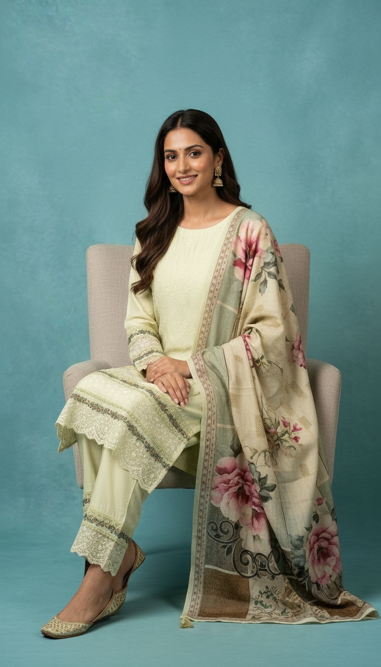 Elegant Black Embroidered Cotton  Unstitched Suit - Pista  / HC002412 view 5