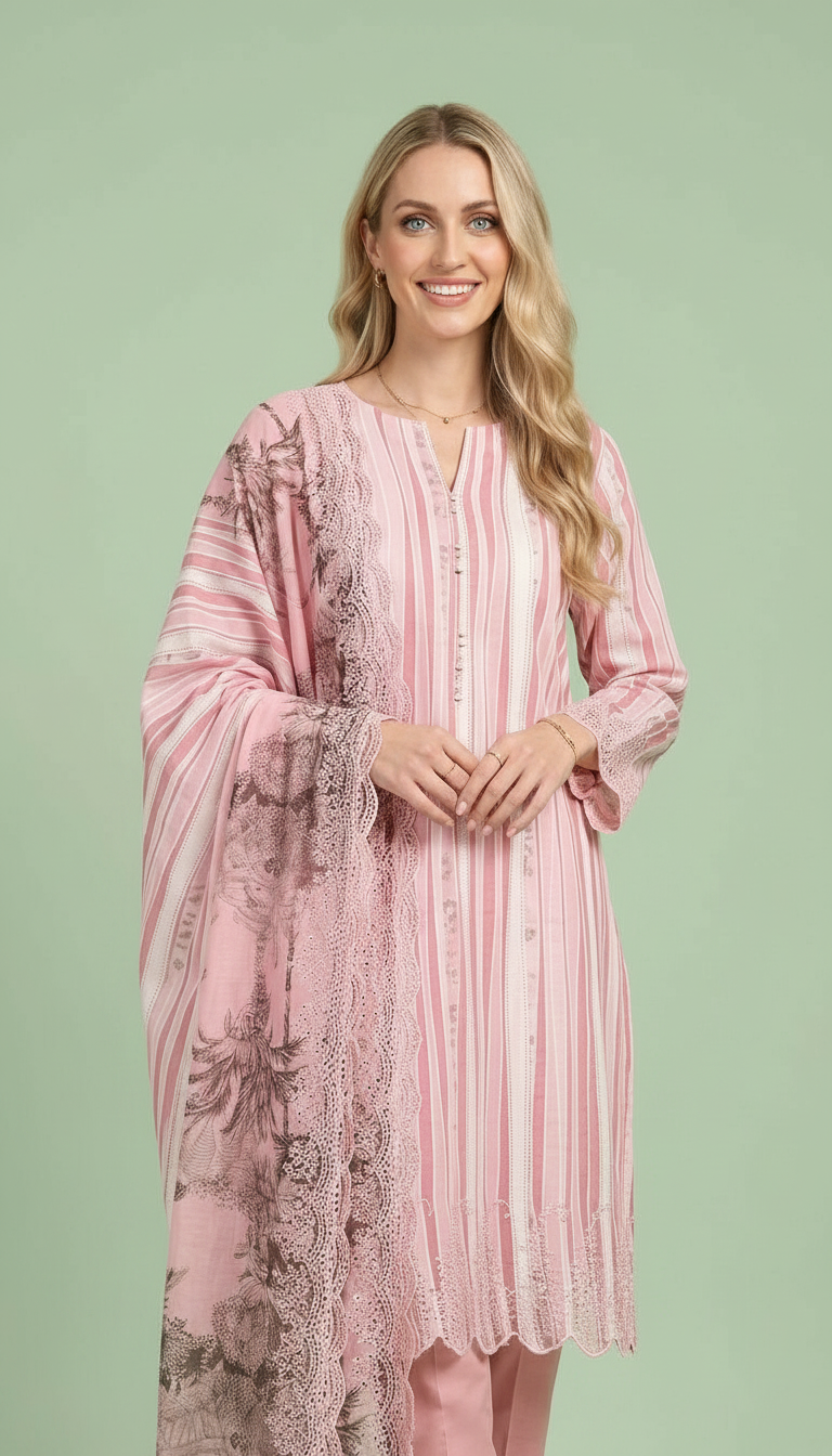 Premium Linen Smart Embroidery Unstitched  Suit - 1913 A / HC00809 view 4