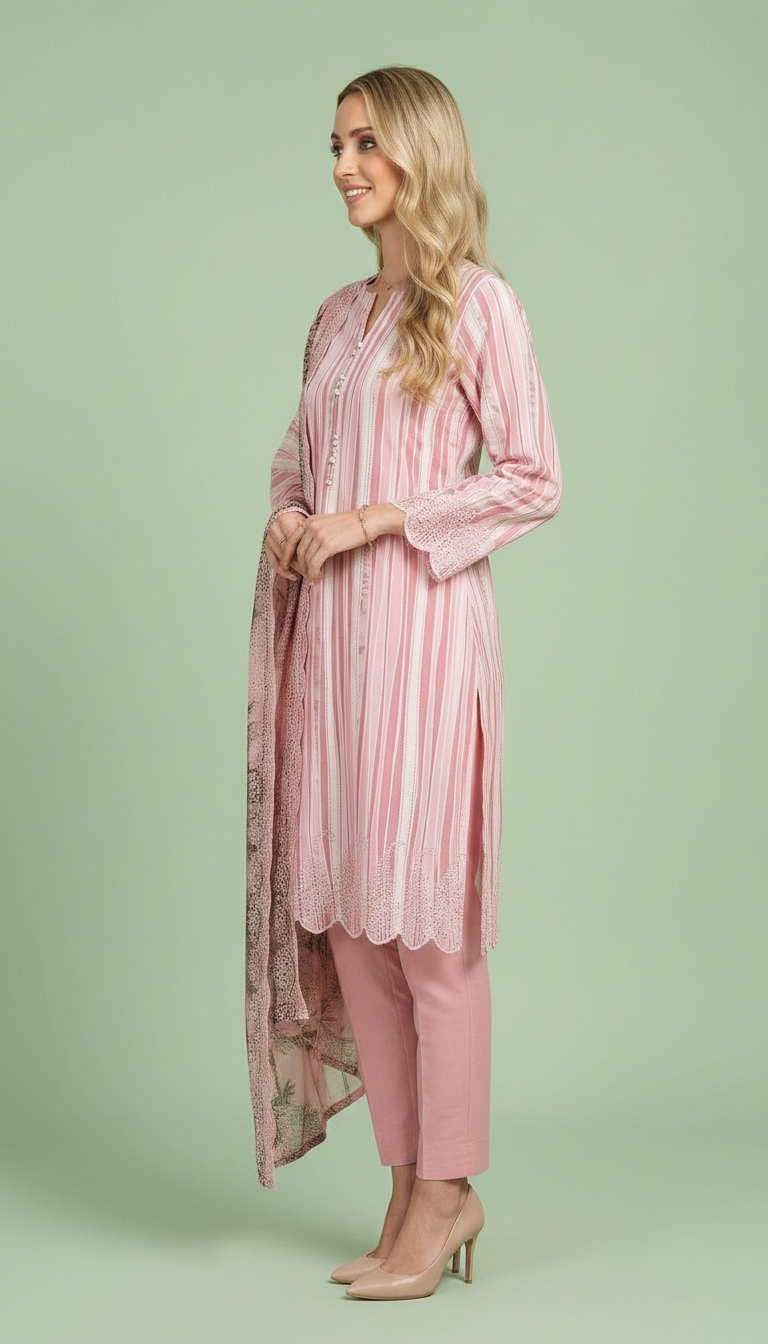 Premium Linen Smart Embroidery Unstitched  Suit - 1913 A / HC00809 view 2