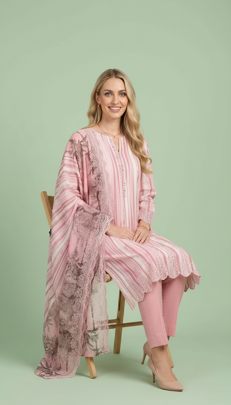 Premium Linen Smart Embroidery Unstitched  Suit - 1913 A / HC00809 view 6