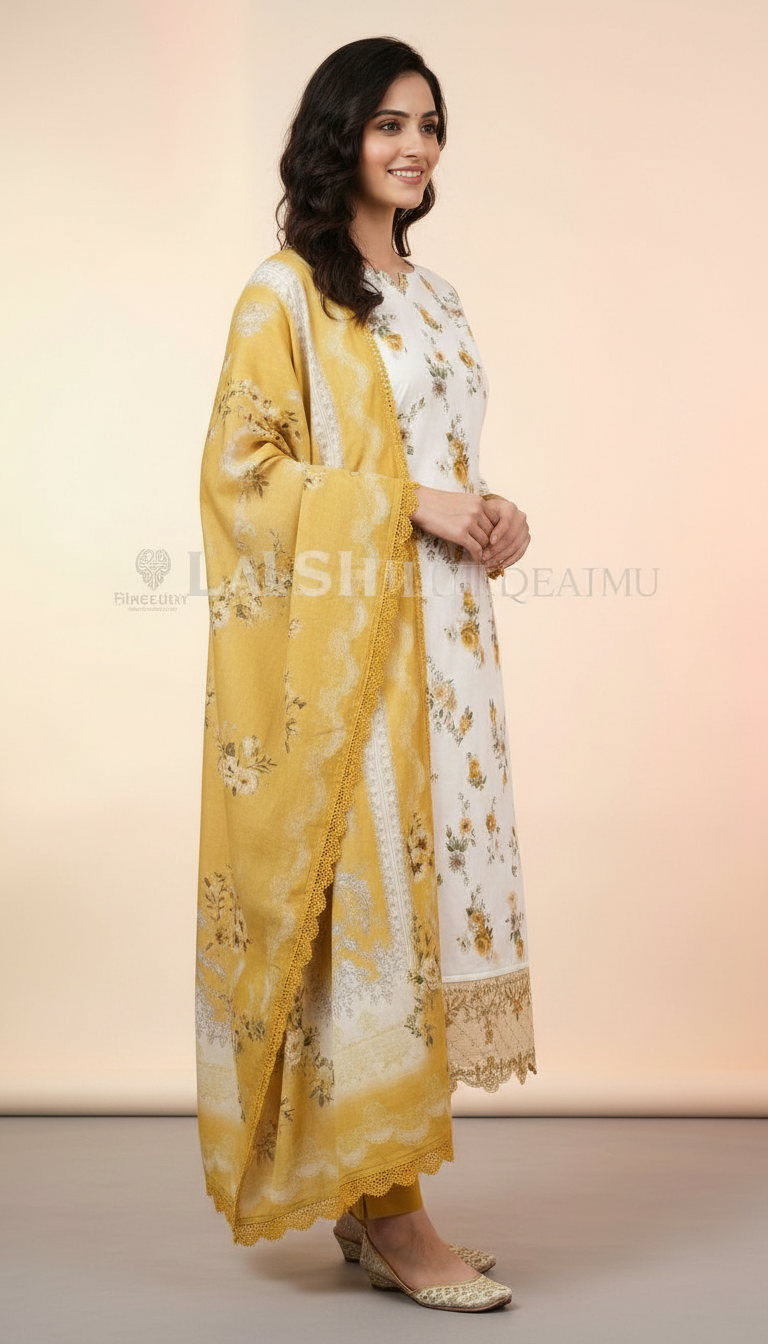 Floral Design Pure Viscose Cotton Unstitched Suit - ST - 03 / HC002203 view 4